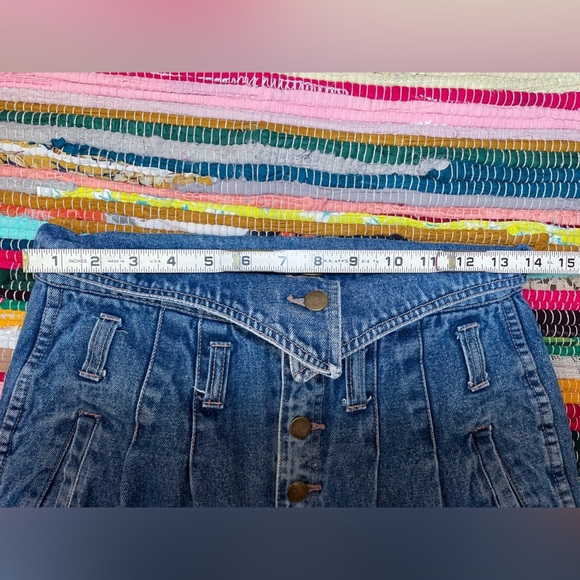 Vintage 80s Fragile Fold Over High Waist Mom Jeans | Tapered Denim Sz 11 - Picture 9 of 12